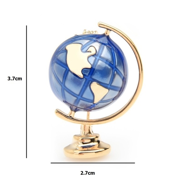 **ZIVA* Gold x Blue Globe Shaped Design Fashion Brooch - Picture 4 of 4